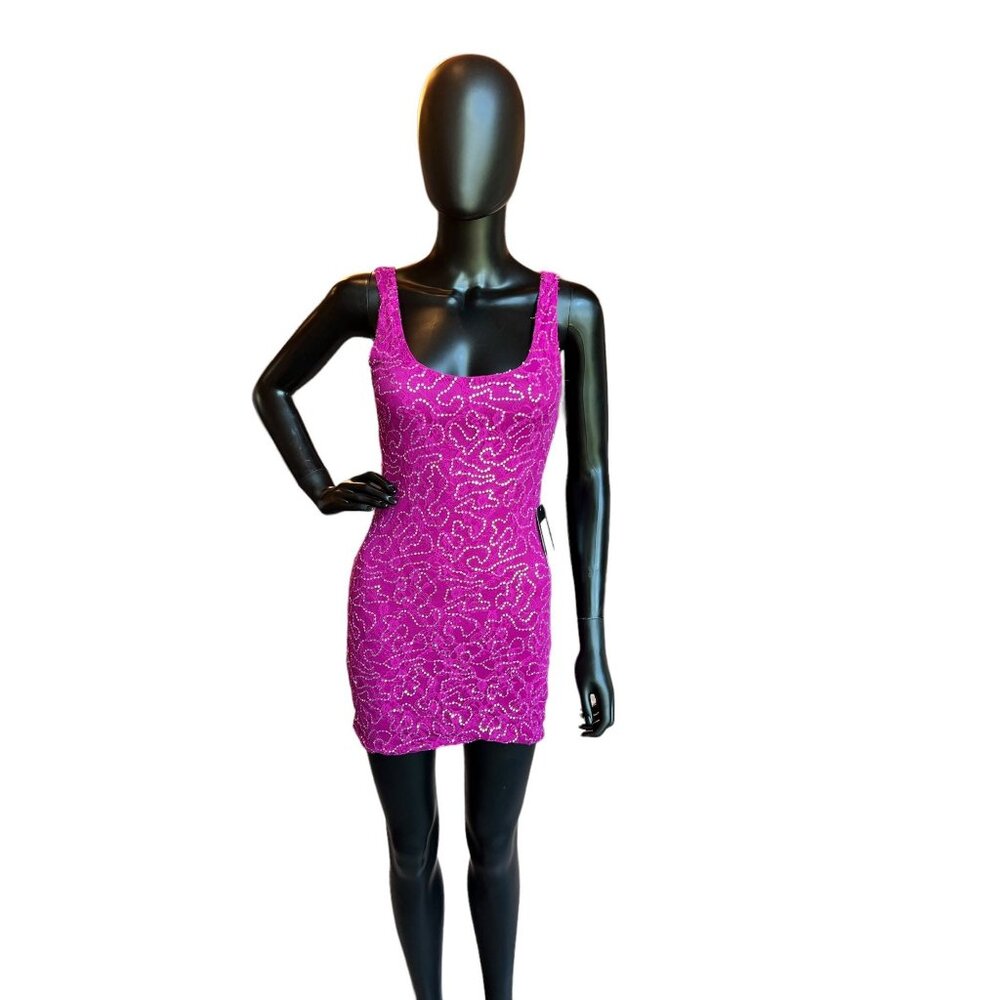 Fuchsia Sequin Short Dress